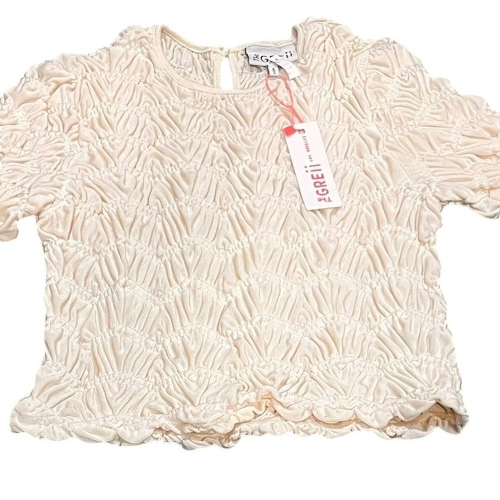 GREii Cream Textured Blouse Small